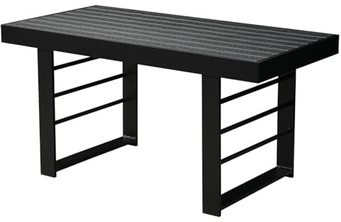 LANOX Gartentisch Esstisch aus Aluminum mit WPC-Tischplatte für 6-8 Personen,130 x 66 x 66 cm,Balkontisch Terrassentisch für Garten, Lounge, Sitzgruppe, wetterfest, Schwarz