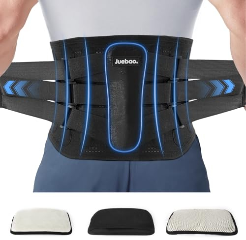 Fascia Lombare Supporto Schiena Donna: Cintura per Uomo Elastica con Imbottitura 3 Rimovibile per Lombosacrale Ernia - Regolabili e Traspiranti Busto Ortopedico Lombare con 6 Sostegno per Lavoro (XL)