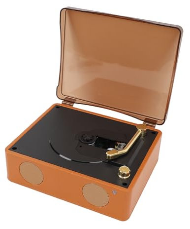 BT Tourne-Disque Vinyle avec Haut-parleurs StéRéo, Lecteur Vintage, Lecteur CD Rétro 2000 MAh pour CD CD R CD RW VCD DVD MP3 WMA Télécommande Infrarouge