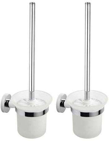 Toilettenbürste Wandmontage WC Bürste mit Halter Edelstahl und Glas Klobürstenhalter WC Garnitur für Bad und WC