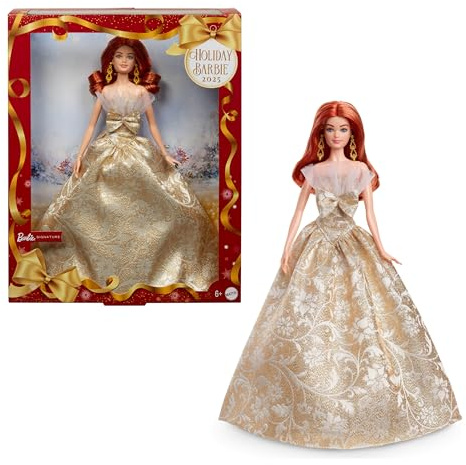 Barbie Holiday Barbie JBH99 Puppenhaus mit rotem Haar, Signatur, Schwarz, 6 Jahre, goldfarben