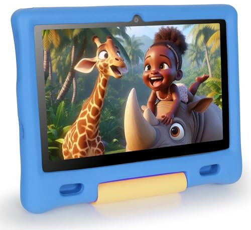 ZIBATIS 10 Inch Kids Tablet, Android 14, Octa Core Processor, 16GB RAM, 128GB ROM, 1TB TF, 5000mAh Battery, WiFi, Bluetooth, Type-C, 8+5MP Dual Camera (Blue)