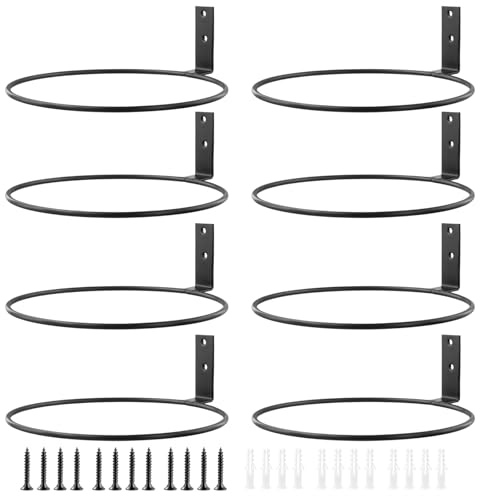 MUNGHOK 8 Stück 20cm Wandhalterung Blumentopf Schwarz, Wand Blumentopfhalter Ring Wandmontage Pflanzen Wandhalterung Blumentopf Halterung Wand für Garten Balkon Blumentöpfe
