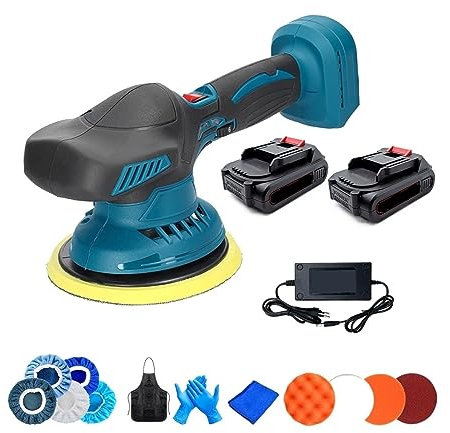 Máquina pulidora, lijadora orbital Pulidora de coche eléctrico, máquina pulidora de encerado automática inalámbrica de alta eficiencia, lijadora excéntrica multifuncional para lijar, pulir(2PCS 2000mA
