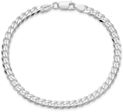 LeCalla Pulseras de cadena de eslabones de plata de ley 925 maciza para hombre, pulsera italiana de eslabones cubanos de 4,5 mm con corte de diamante de 7,5 pulgadas, fabricada en Italia