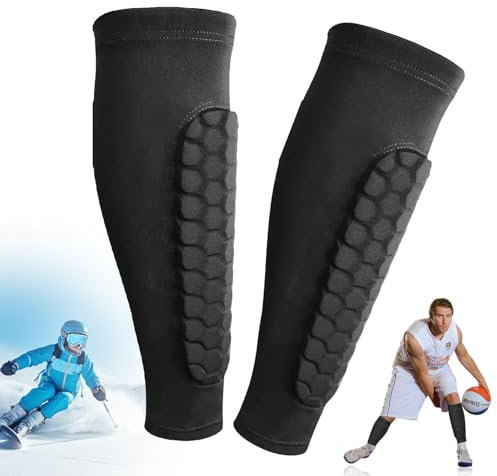 Fosoloni Schienbeinschoner, 1 Paar Schienbeinschoner für Fußball, Schwarz Atmungsaktiv Knieschoner Kinder Socken für Männer und Frauen, Wadenschutz für Fußball, Basketball, Radfahren, Klettern (M)
