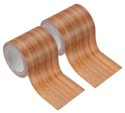 PATIKIL 2 Pezzi Pellicole Adesive Legno Autoadesivo 4,57M x 5,7cm Carta Adesiva Mobili Legno Riparazione Pellicola Autoadesiva Effetto per Pavimenti Porte Sedie Armadi, Quercia Arancione