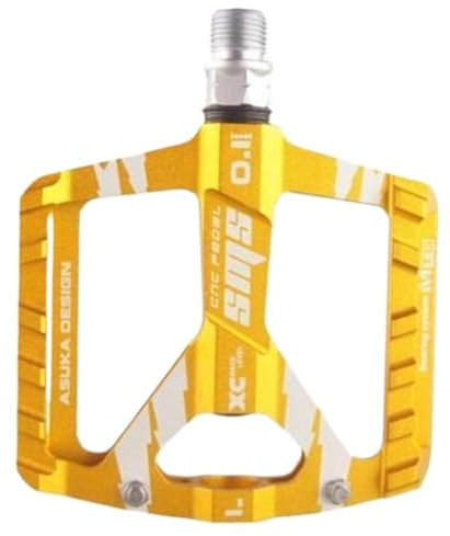 Ymnilian Pedale Fahrrad,MTB Pedale 1Pair Luftfahrt-Aluminium-Legierung Rennrad Pedale Ultra MTB Lagerfahrradpedal Fahrradteile(Gold)