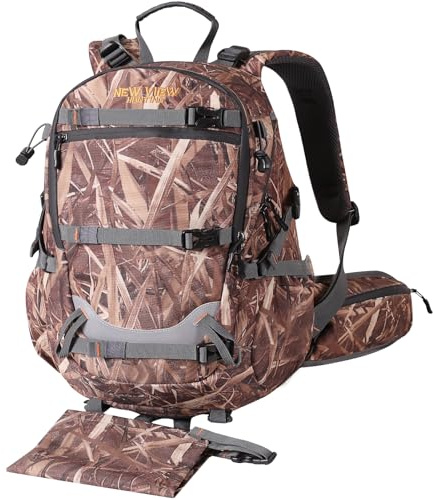NewView Camo Jagdrucksack 35L mit Interal Frame, 600D Durable 2100cu Daypack mit Gewehrhalter, Regenschutz enthalten