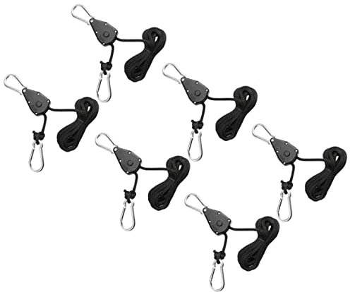 HANABASS Suspensions Pour Lampes De Culture Cordes Réglables Et Crochets De Levage En Métal Abs Et Pp Pour Jardin Intérieur, Lot De 6, Ajustement De Hauteur Pratique Pour Lampes De Croissance