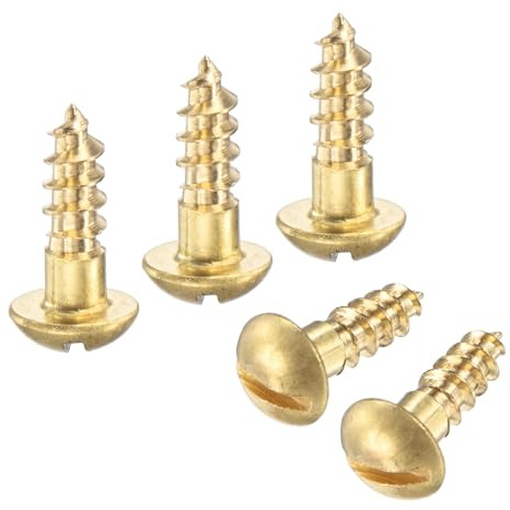 M METERXITY 20-Pack Wood Screws, M4 x 13mm Brass Slotted Round Head Self-Tapping Screw Indoor Fasteners for Woodworking/Furniture Repair/Industry/Gardening/DIY Crafts Decorative Screws