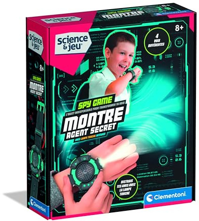 CLEMENTONI - Montre Agent Secret pour Enfants 8 Ans - Accessoire Espion avec Fonctions Secrètes et Gadgets Interactifs - Jeu de Rôle Espionnage - Idée Cadeau Originale et Amusante