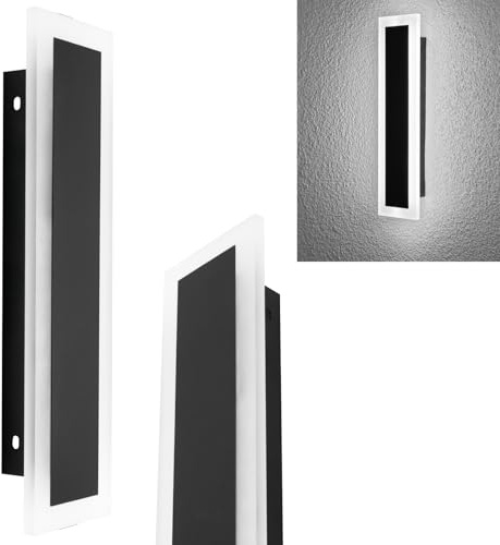 Lumiled LED Außenwandleuchte Schwarz 30cm 9W 4000K Neutralweiß IP65 Wandleuchte Wasserdicht Modern Aufputz Wandbeleuchtung Außenbeleuchtung Hauswand Gartenfassade Eingangsbereich Terrassen Balkon 230V
