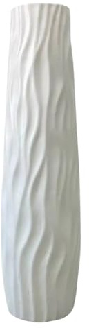 Generic Large Floor Vase Decorative Vase Textured Floor Standing Vase Home Decor (White)