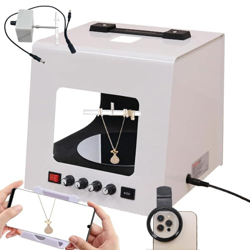 VFMVOYNZ Kit di Illuminazione Portatile per Fotografia a LED, Tenda per Illuminazione Professionale per Fotografia di Gioielli con Piatto Girevole Elettrico a velocità Regolabile(M)
