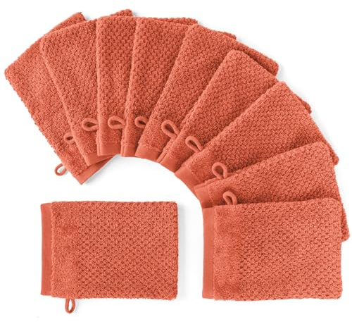 Pure Label Waschlappen 10er-Pack 16x21cm aus 100% Baumwolle - Orange | Waschbar bis 60∘C, trocknergeeignet - weich & saugstark