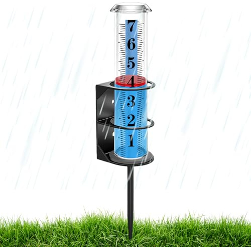Pluviometro dotato di un picchetto, tubo resistente al con grandi caratteri – Pluviometro da giardino dotato di picchetto – per serra terrazza patio balcone fattoria Prato giardino giardino