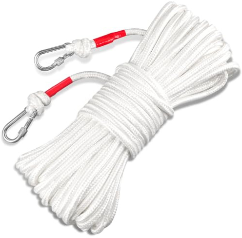 30M Washing Line Steel Core Clothes Line with Carabiner Clips for Outdoor | 7mm Thick Premium Nylon Multipurpose Washing Line Rope - Perfect for Laundry Drying