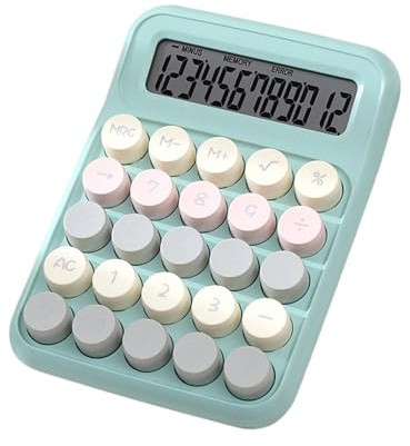 Maxtonser Calculadora mecánica de escritorio con pantalla LCD grande de 12 dígitos y botones mecánicos grandes para la escuela