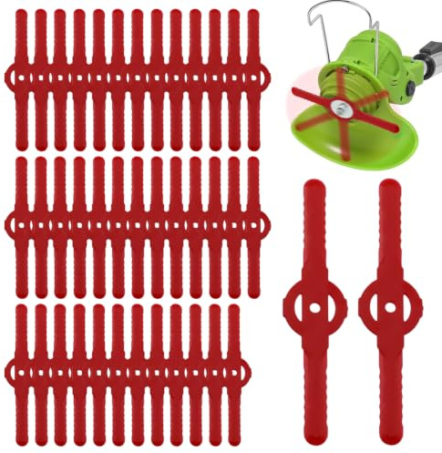 QEXUJOW Lame per tagliaerba,40 lame di plastica per tosaerba, compatibili con tosaerba, tagliasiepi e decespugliatori a batteria 3 in 1.