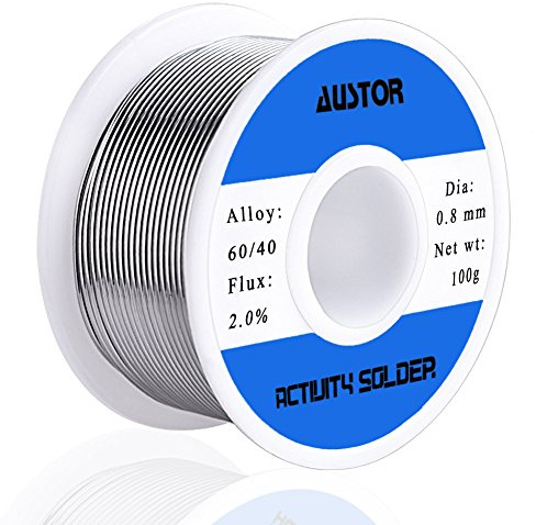 AUSTOR 60-40 Tin Lead Rosin Core Solder Wire for Electrical Soldering (100g, 0.8mm)