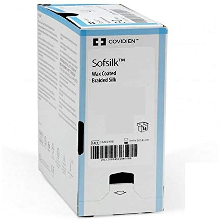 Sutura Seda Negra SOFSILK 2/0 BLK 19mm 3/8 75 cm-Caja 36 u