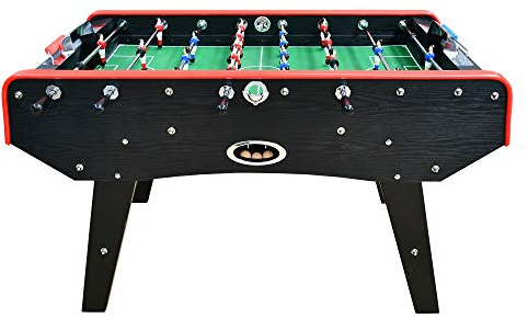 PLAY4FUN Babyfoot Classic - 151 x 77 x 91 cm - Table de Baby-Foot avec Barres téléscopiques, Couleur Bois Noir et Balles Lièges Inclus
