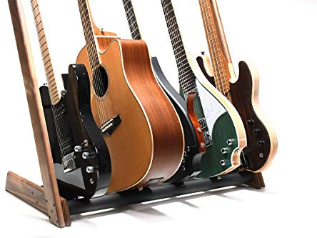 Ruach GR-2 Multi-Gitarrenständer mit Halter für Gitarren und Koffer, Walnuss