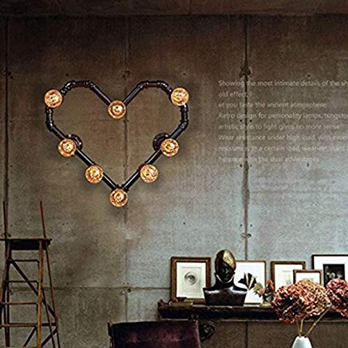 GJSN Home Storage Regal, Retro Wasserrohr-Wandlampe, industrielle Windgang-Dekoration, Balkon, amerikanisches Restaurant, Bar, Schmiedeeisen, Café-Wandlampe, B