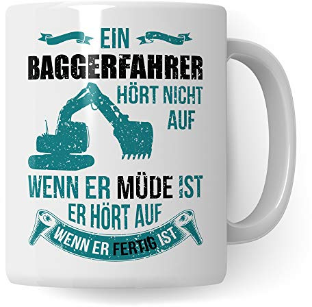 Pagma Druck Bagger Tasse, Baggerfahrer Geschenk Becher, Geschenkidee Baumaschinen Baggerführer Radladerfahrer, Kaffeetasse Baumaschinenführer Baumaschinist Kaffeebecher