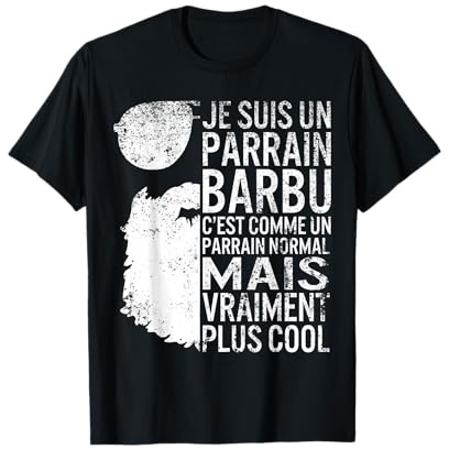 Tee Shirt Parrain Barbu Normal Cool Grandpère Fête des Pères T-Shirt
