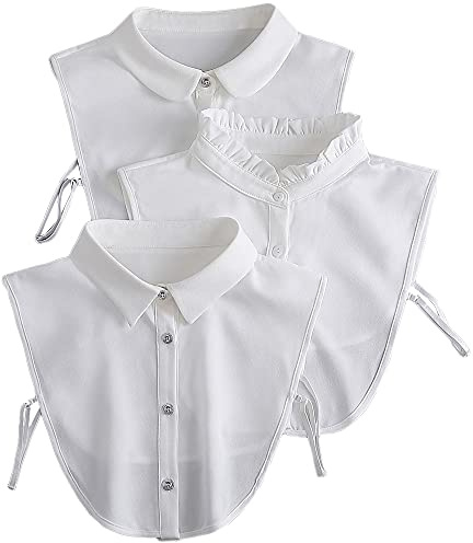 LoudSung Detachable Half Shirt Blouse Elegant Fake Collar Set for Office Women Girls 3PCS