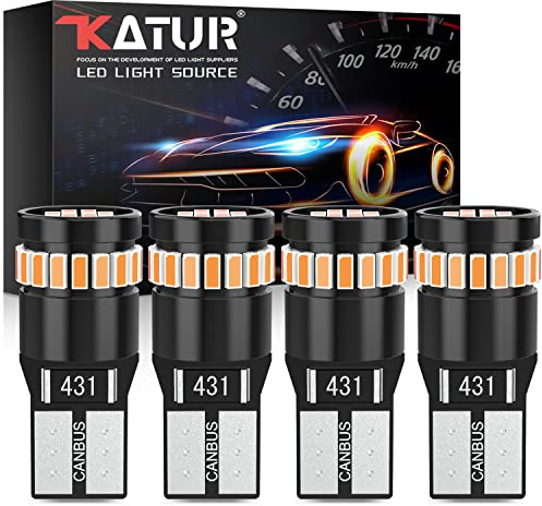 KATUR 194 LED Lampadina Ambra Gialla Super Luminosa 168 2825 W5W T10 Wedge 24-SMD 3014 Chip LED Lampadine di Ricambio Canbus Senza Errori Dome Map Door Luci Targa di Cortesia (4 Pezzi, Ambra)