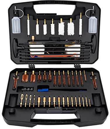 BOOSTEADY Set de Limpieza de Armas con Estuche de Transporte Set Universal de Limpieza de Armas Escopetas Pistola Rifle Organizado Ligero Accesorios de Limpieza de Armas (Puntas de Latón).
