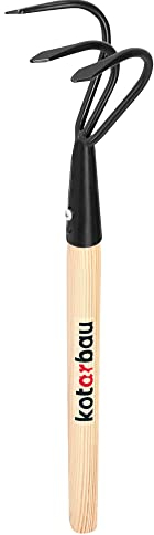 KOTARBAU® Grubber mit 3 Zinken Klein Gartenkralle mit Holzgriff 41 cm Hand Kultivator Handgrubber Kleingrubber Handpflug Gartenzubehör Blumenharke Gartenwerkzeug Schwarz