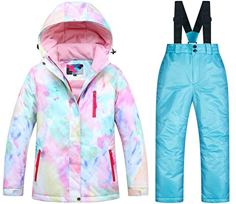SEARIPE Girls Ski Jacket and Pant Set Winter Warm Snowsuits Kids Toddler Waterproof Outdoor Ski Suit(05SC+Blue-6)