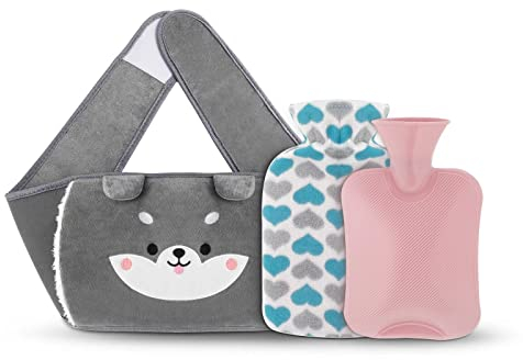 Yungden Hot Water Bottle with Waist Cover, 120cm Cute Animal Wrap Around Warm Water Bottle Belt, Wearable Hot Water Bag Pouch for Belly Hands Neck Back Shoulder Legs & Period Cramps