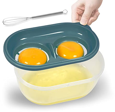 Egg White Separator with Egg Beater, Egg Separator for Raw Egg, Egg White Filter Storage Box Food Grade Level Kitchen Gadgets Egg Separator for Kitchen Cooking
