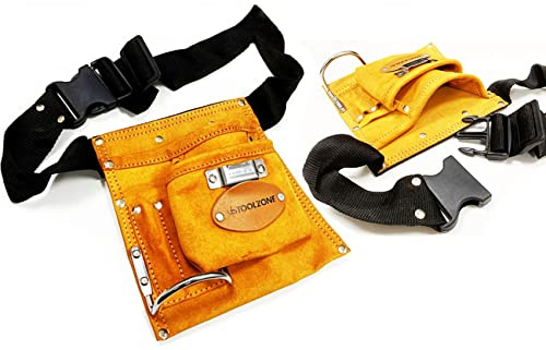 5 x Pockets Tool Zone Professional Tool Belt | Leather Pouch | Builders | Construction | Economy | Work Bag | Split Suede Apron | Carpentry | Nails Holder | DIY | Garage | UK Free P&P