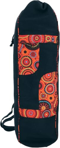 GURU SHOP Ethno-Yogamatten-Tasche aus 100% Baumwolle, Unisex, robust | Praktische Tasche mit Platz für Matte, Decke und Zubehör, verstellbarer Tragegurt, dekorative Stickerei, separate Fächer.