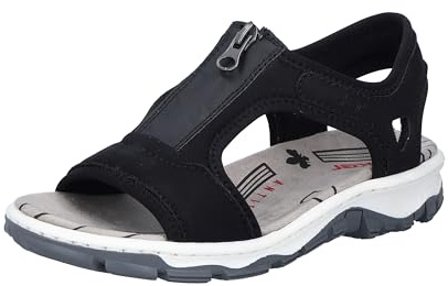 Rieker Femme 68864 Sandale, Noir, 39 EU