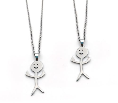 CPSYTE Collares de la Amistad, Dedo Medio Collar Cadena Plata Mujer, Collares de Mejores Amigas para 4 Niña Bff Regalos Personalizados Accesorios de Amistad(4 piezas, acero titanio)