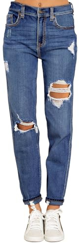 Roskiky Boyfriend Jeans Stretch Jeanshose Jeans Damen High Waist Ripped Jeans Distressed Mom Jeans Slim Denim Pants