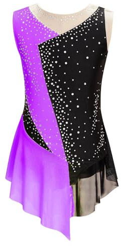 Kaerm Body da Pattinaggio Artistico Bambina Leotard da Balletto Senza Maniche Tuta Vestito da Danza Moderna Latino Ragazze Vestiti da Ballerina Abiti da Ballo Ballet