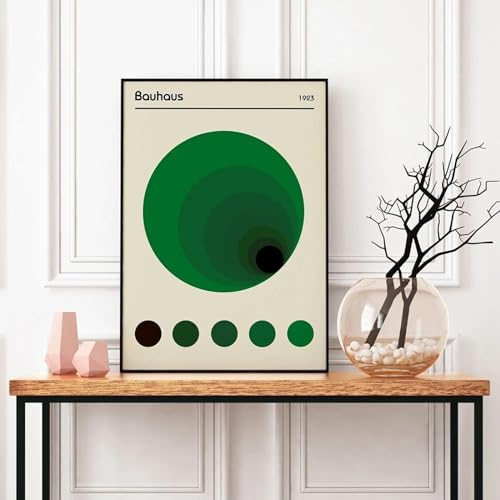 RDRDtbtr Bunte Bauhaus-Kreise Ausstellung Leinwandgemälde Poster Kunstdrucke minimalistische abstrakte Wand Bilder Bild Wohnzimmer Wandgemälde Heimdekoration 60 x 80 cm ungerahmt