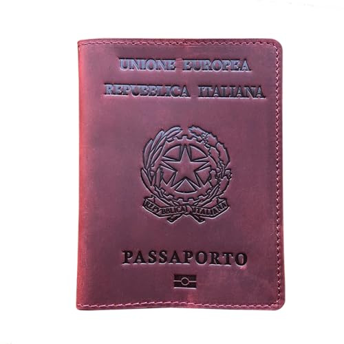 Rolianse Custodia Passaporto Italiano Personalizzato- Porta Passaporto in pelle Vera Pelle 100% (10x14 cm), Portapassaporto in Pelle Crazy Horse, Custodia per Porta Passaporto da Viaggio