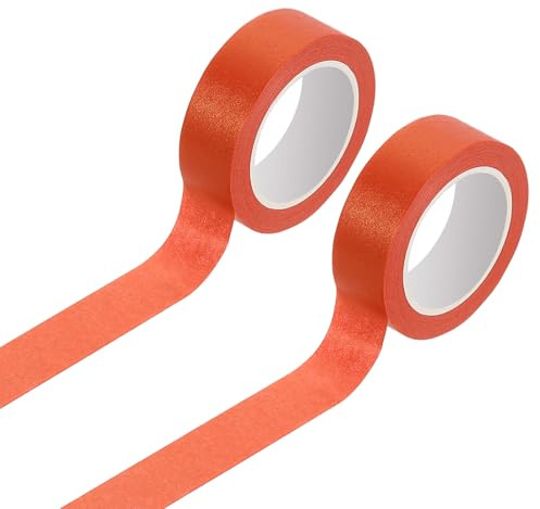 sourcing map Lot de 2 rouleaux de ruban de masquage coloré - 10 m x 1,5 cm - Ruban de masquage décoratif pour arts et travaux manuels, étiquetage, bricolage, scrapbooking, emballage cadeau, orange