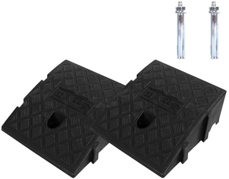 Lot de 2 grandes rampes de seuil légères et portables avec vis d'expansion, installation facile pour allées, trottoirs, voitures, scooters, 25 x 27 x 11 cm