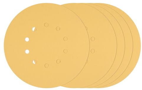 Kozelo 10 Pcs Sanding Disc 220 mm 180 Grit 10 Hole Hook and Loop Random Orbital Sandpapers Suitable for Drywall Sander Wood Metal Furniture, Yellow | Hook and Loop Random Orbital Sandpapers Suitable for Drywall Sander Wood Metal Furniture