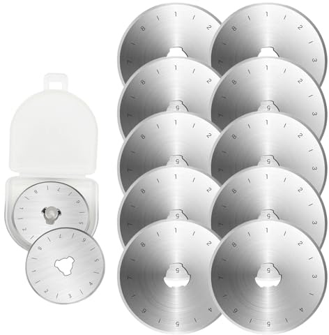12 Stück Edelstahl Rollmesser Rundklingen, Ersatzklingen 28mm für Rollschneider, Rollschneider Runde Ersatzklingen, Rundklingen mit Aufbewahrungskoffer, für Stoff, Leder, Papier, Quilten, Nähen